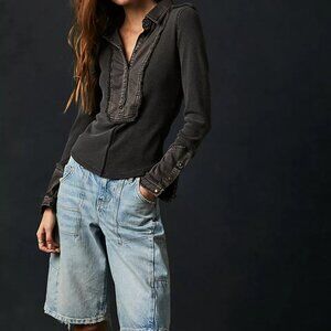 Free People Prairie Henley Dark Grey Top